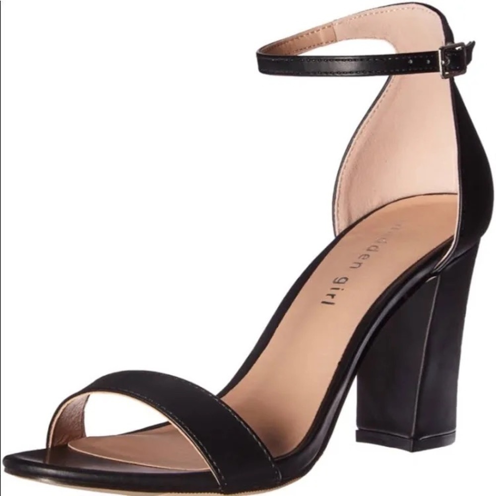 Madden Girl Beella Black Strapy block heels Sandals shoes 8.5 M party